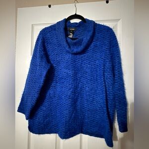 Ali Miles Women's Vibrant Blue &!Black Cowl Neck Sweater PXL Very Soft